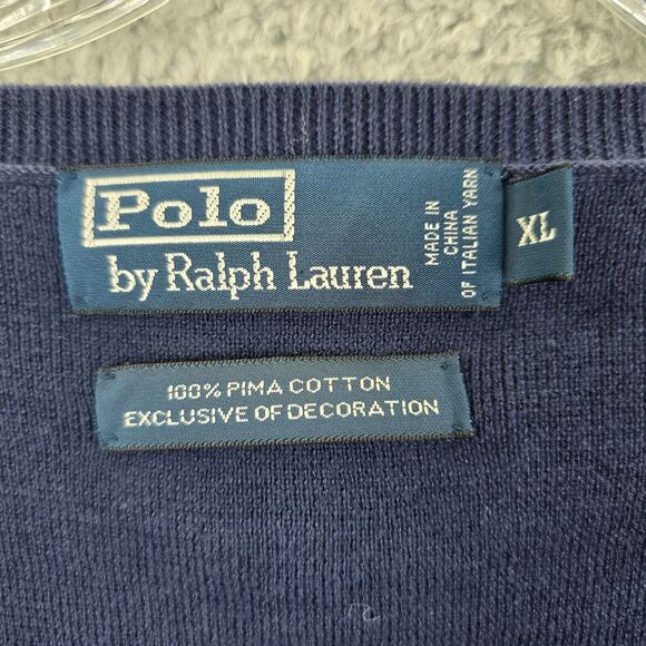 VINTAGE Polo Ralph Lauren Sweater Men's Blue V-Neck Vest Golf Size XL - Picture 3 of 10